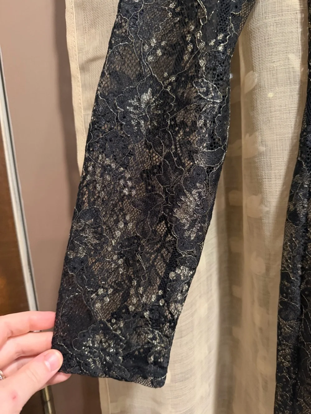 NWT Charles Henry Black Lace Long-Sleeve Mini Dress with Gold Accents small - Picture 4 of 7